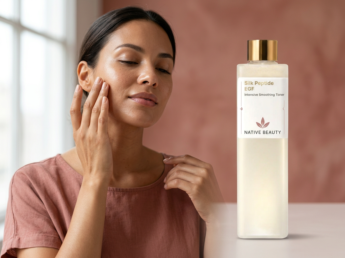 Woman applying Native Beauty toner
