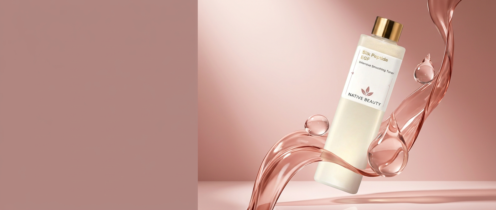 Native Beauty Silk Peptide EGF toner in a rose serum scene